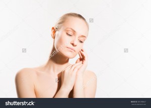 portrait of beautiful young blond woman with clean-face
